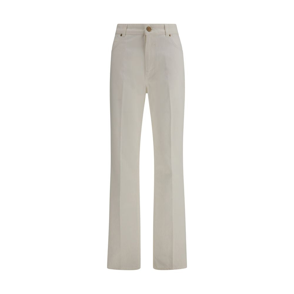 White Cotton Straight-Leg Jeans
