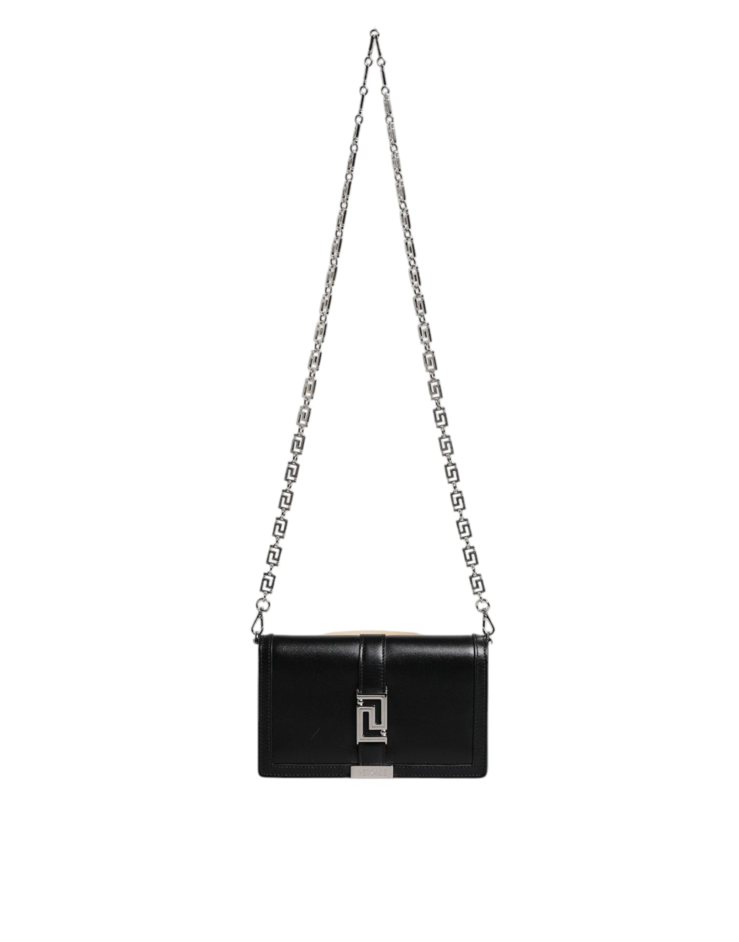 Black Calfskin Leather Chain Strap Shoulder Crossbody Bag