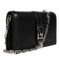 Black Calfskin Leather Chain Strap Shoulder Crossbody Bag