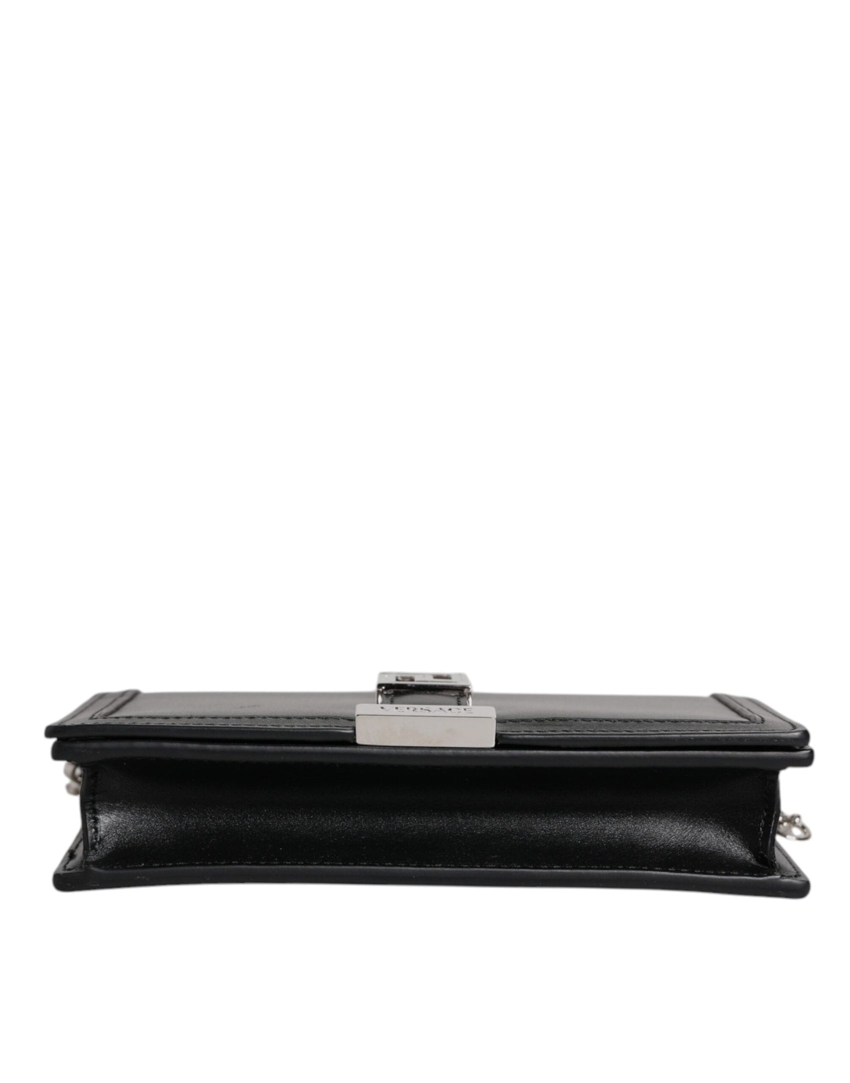 Black Calfskin Leather Chain Strap Shoulder Crossbody Bag