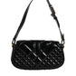 Black Calf Leather Quilted Shoulder Strap Bag