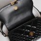 Black Calf Leather Quilted Shoulder Strap Bag