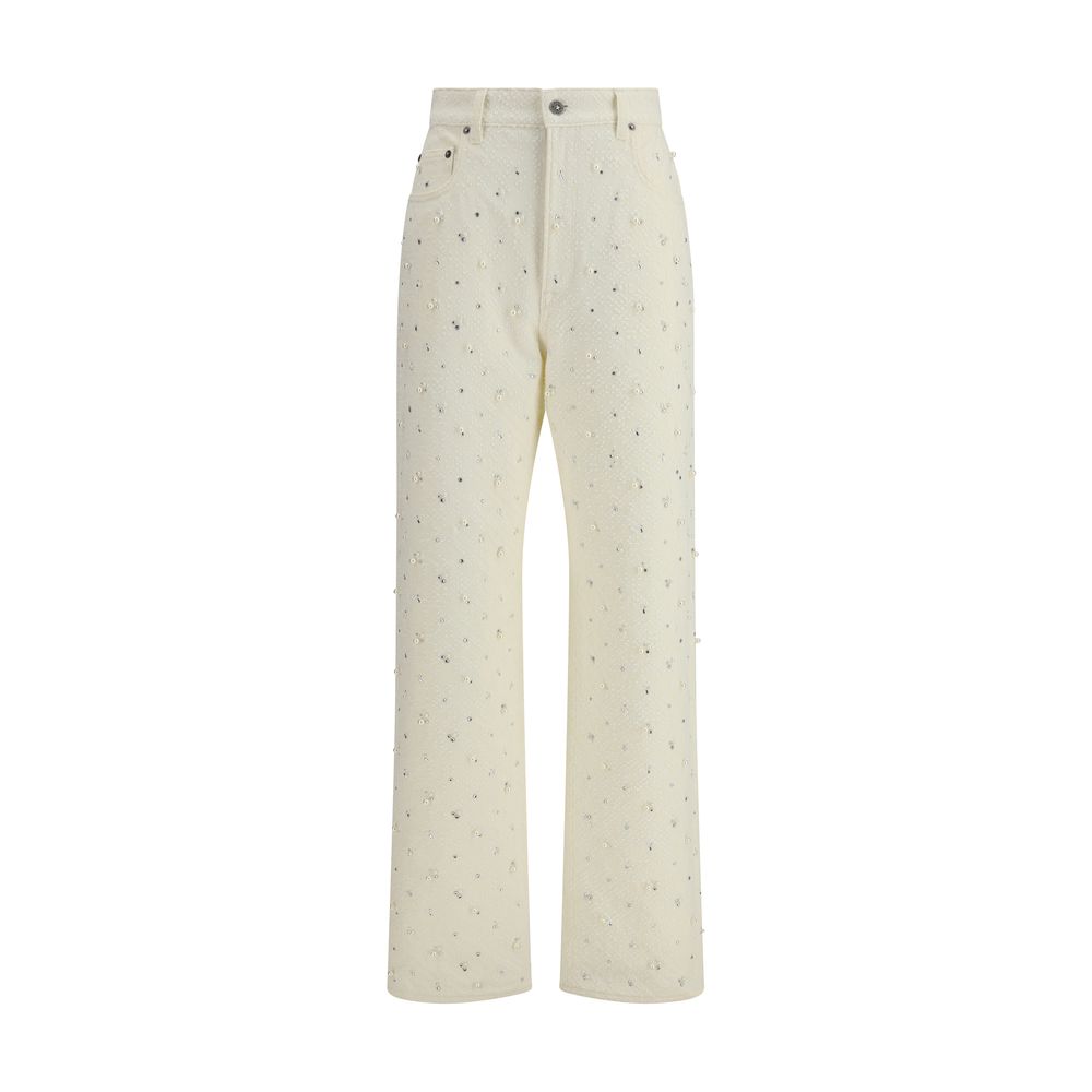 White Cotton Casual Pants